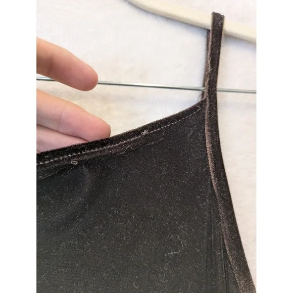 Helene Blake Women's Y2K Dark Brown Velvet Maxi Dress 90s Spaghetti Strap - Picture 6 of 8